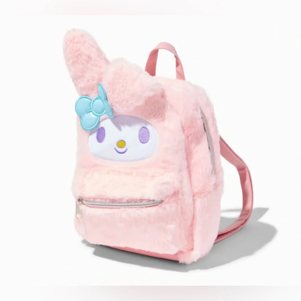 NWT! MELODY HELLO KITTY FURRY BACKPACK & MELODY KEYCHAIN! SANRIO! 5 ⭐️’S!